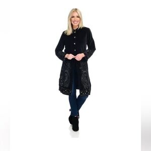 Indigo Moon Black Velvet and Sequin Coat NWT